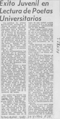 Éxito juvenil en lectura de poetas universitarios.