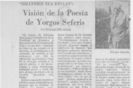 Visión de la poesía de Yorgos Seferis