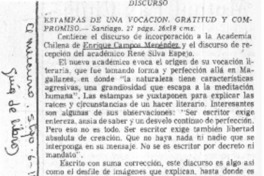 Estampas de una vocación, gratitud y compromiso.  [artículo]