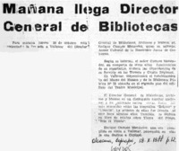 Mañana llega Director General de Bibliotecas.  [artículo]