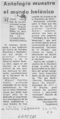 Antología muestra el mundo helénico