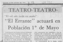 El errante" actuará en población 1° de mayo.