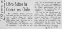 Libro sobre la ópera en Chile.