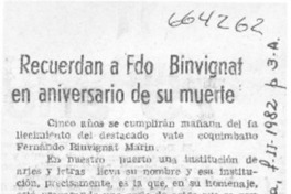 Recuerdan a Fdo. Binvignat en aniversario de su muerte.