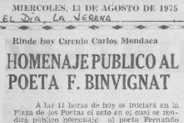 Homenaje público al poeta F. Binvignat.