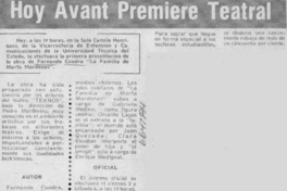 Hoy avant premiere teatral.