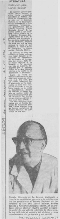 Distinción para DAniel Belmar.