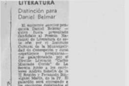 Distinción para DAniel Belmar.