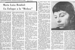 María Luisa Bombal, un enfoque a la "Medusa"  [artículo] María Luisa Bombal.