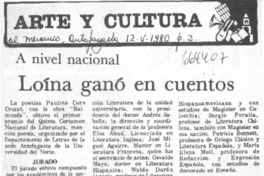Loína ganó en cuentos.  [artículo]