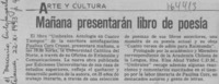 Mañana presentarán libro de poesía.  [artículo]