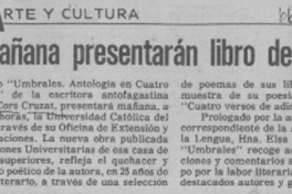 Mañana presentarán libro de poesía.  [artículo]