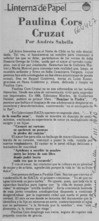 Paulina Cors Cruzat  [artículo] Andrés Sabella.