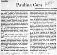 Paulina Cors  [artículo] Rodolfo Garcés Guzmán.