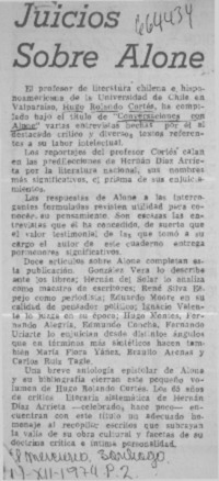 Juicios sobre Alone.  [artículo]