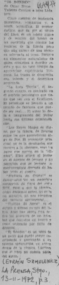 El rondín"  [artículo] Efraín Szmulewicz.