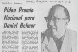 Piden Premio Nacional para Daniel Belmar.