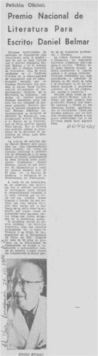 Premio Nacional de Literatura para escritor Daniel Belmar.