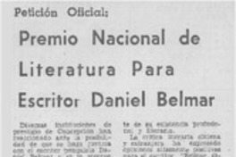 Premio Nacional de Literatura para escritor Daniel Belmar.