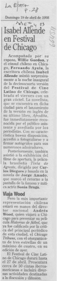 Isabel Allende en Festival de Chicago.