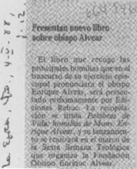 Presentan nuevo libro sobre obispo Alvear.