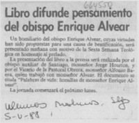 Libro difunde pensamiento del obispo Enrique Alvear.