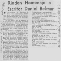 Rinden homenaje a escritor Daniel Belmar.
