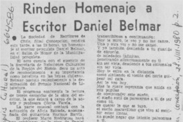 Rinden homenaje a escritor Daniel Belmar.