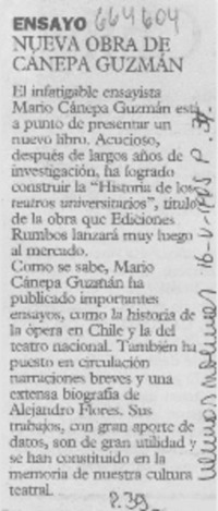 Nueva obra de Cánepa Guzmán.