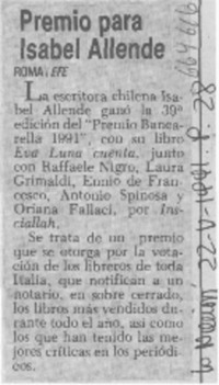 Premio para Isabel Allende