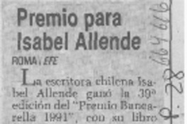 Premio para Isabel Allende