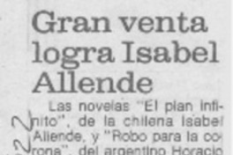 Gran venta logra Isabel Allende.