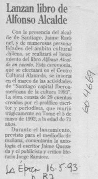 Lanzan libro de Alfonso Alcalde.