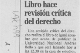 Libro hace revisión crítica del derecho.