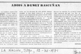 Adiós a Dewet Bascuñán  [artículo] Hernán Cañas.