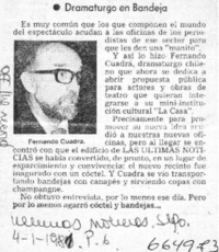 Dramaturgo en bandeja.  [artículo]