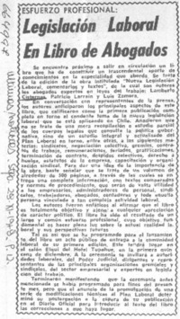 Legislación laboral en libro de abogados.  [artículo]