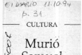 Murió Samuel Claro.  [artículo]