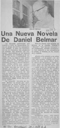 Una nueva novela de Daniel Belmar.  [artículo]