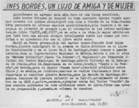 Inés Bordes, un lujo de amiga y de mujer.  [artículo]