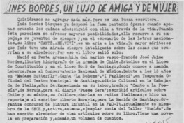 Inés Bordes, un lujo de amiga y de mujer.  [artículo]
