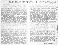 Fernando Binvignat y la poesía  [artículo] Raúl Correa.