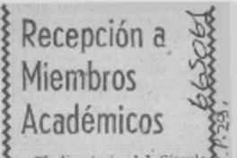 Recepción a miebros académicos.  [artículo]