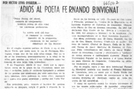 Adiós al poeta Fernando Binvignat  [artículo] Héctor Leiva Oyarzún.