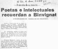 Poetas e intelectuales recuerdan a Binvignat.  [artículo]