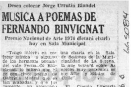 Música a poemas de Fernando Binvignat.  [artículo]