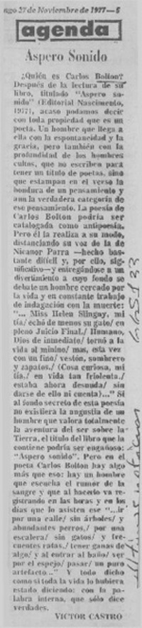 Aspero sonido  [artículo] Víctor Castro.
