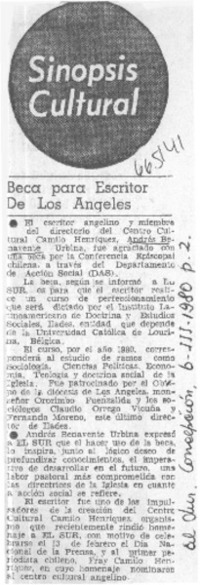 Beca para escritor de Los Angeles.  [artículo]
