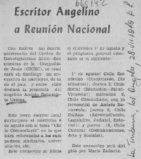 Escritor angelino a reunión nacional.  [artículo]