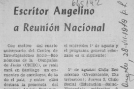 Escritor angelino a reunión nacional.  [artículo]